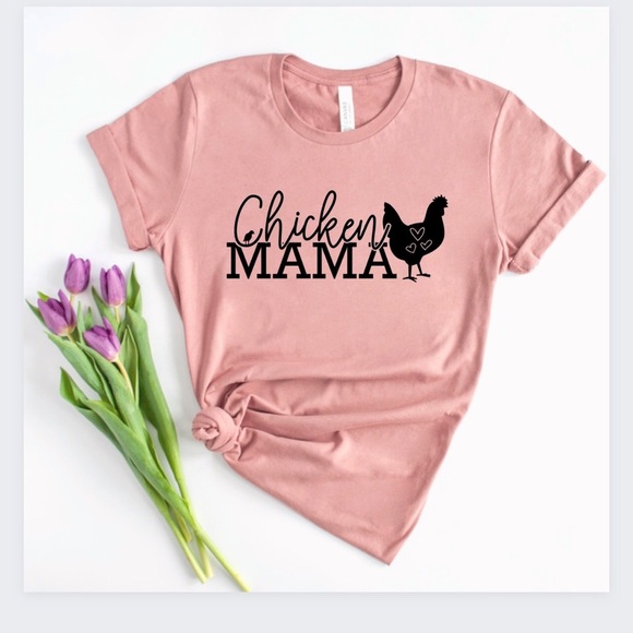 Chicken Mama Crew Neck Short Sleeve Tee Shirt - Picture 4 of 5